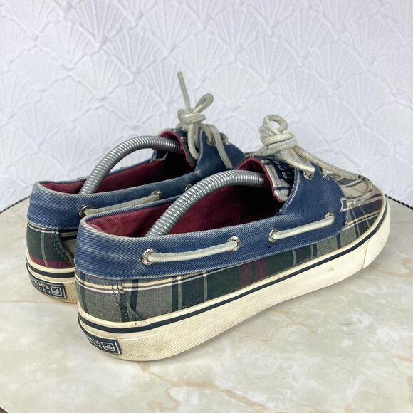 Sperry Shoes Womens 7.5 Blue Plaid Bahama II Kick Back Nautical Slip On Loafers - Picture 9 of 12